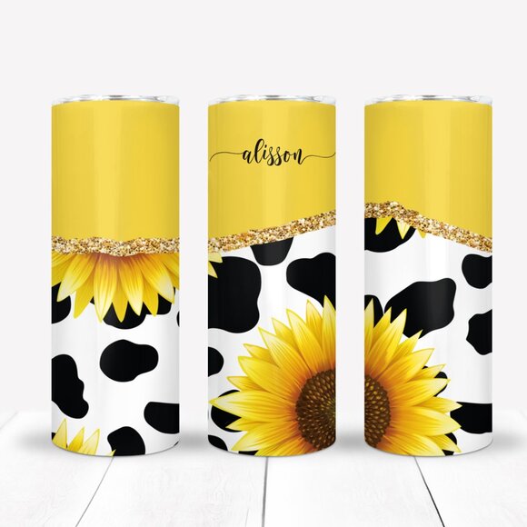 Personalized Sunflower Tumbler, Thinking of You, Get Well, Christmas, Birthdays - Picture 1 of 4